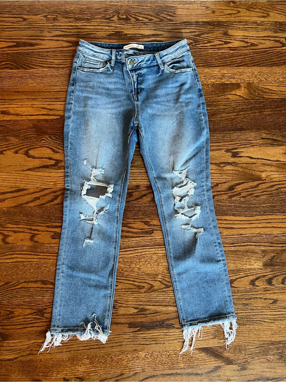 Altar'd State Distressed Light Blue Boyfriend Jeans